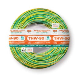 CABLE THW-90 PLUS 12 AWG 450/750V COLOR AMAR/VERDE INDECO