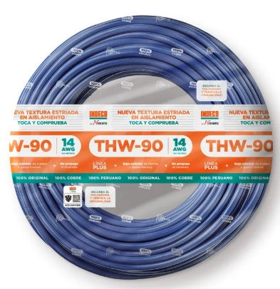 CABLE THW-90 PLUS 14 AWG 450/750V COLOR AZUL INDECO