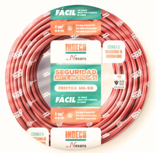 CABLE FREETOX-PC NH90 4mm2 LIBRE HALOGENO COLOR ROJO INDECO