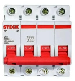 INT. AUT. TERMOMAGNETICO PARA RIEL 4P 40A 10KA 230VAC CURVA C MARCA STECK