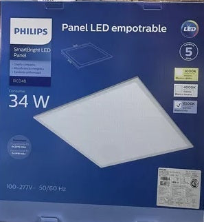 LUMINARIA LED PANEL 34W 100-277V 6500K IP40 EMPOT 4260LM 605X605MM SIM RC048B PHILIPS