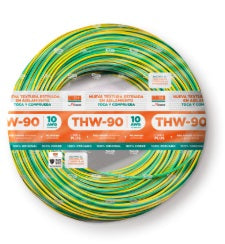 CABLE THW-90 PLUS 10 AWG 450/750V COLOR VERD/AMARILLO INDECO