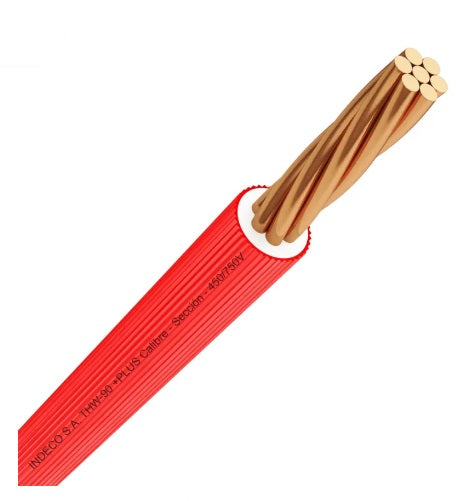 CABLE THW-90 PLUS 10 AWG 450/750V COLOR ROJO INDECO